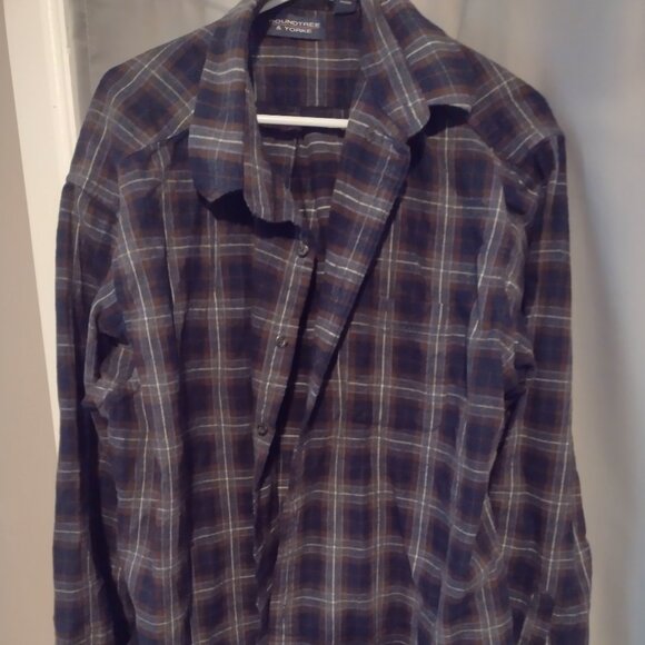 Roundtree and Yorke Mens Portuguese plaid long sleeved 2xt shirt - Picture 1 of 2